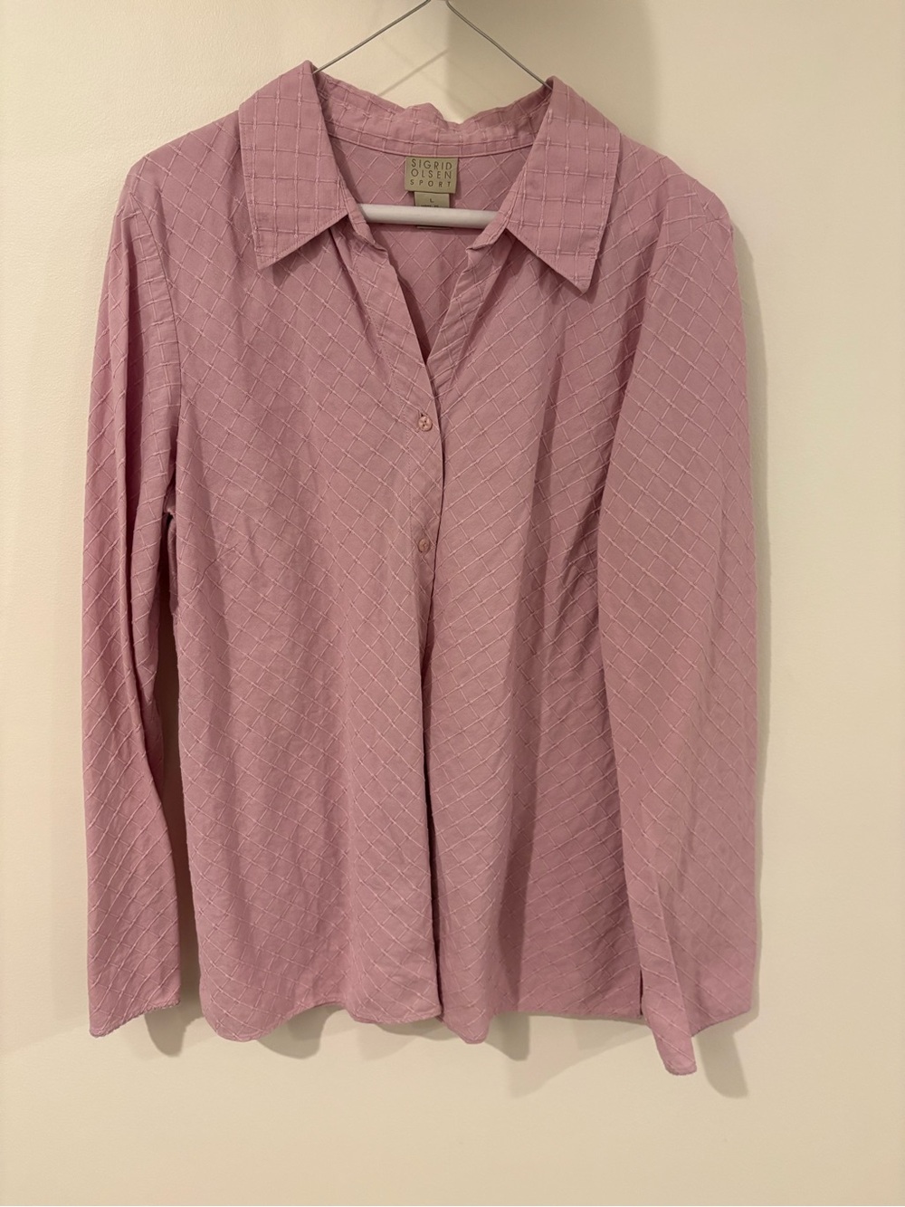 Sigrid Olsen Dusty Pink Long-Sleeve Button-Front Shirt